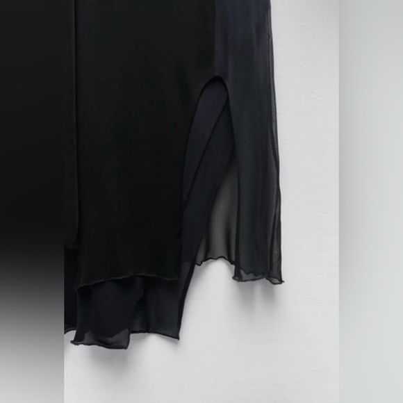 ZARA Navy Blue Knit Asymmetrical  Combination Color-block Midi Dress - Picture 7 of 7